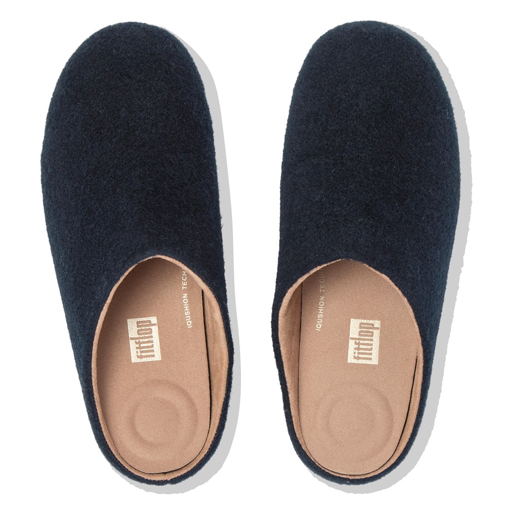 Fitflop Womens Slippers Navy - Chrissie Felt - 67ZJCYTGI